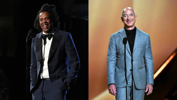 Jay Z speaks at the 36th Annual Rock &amp; Roll Hall Of Fame Induction Ceremony, Bezos at the People&#x27;s Choice Awards