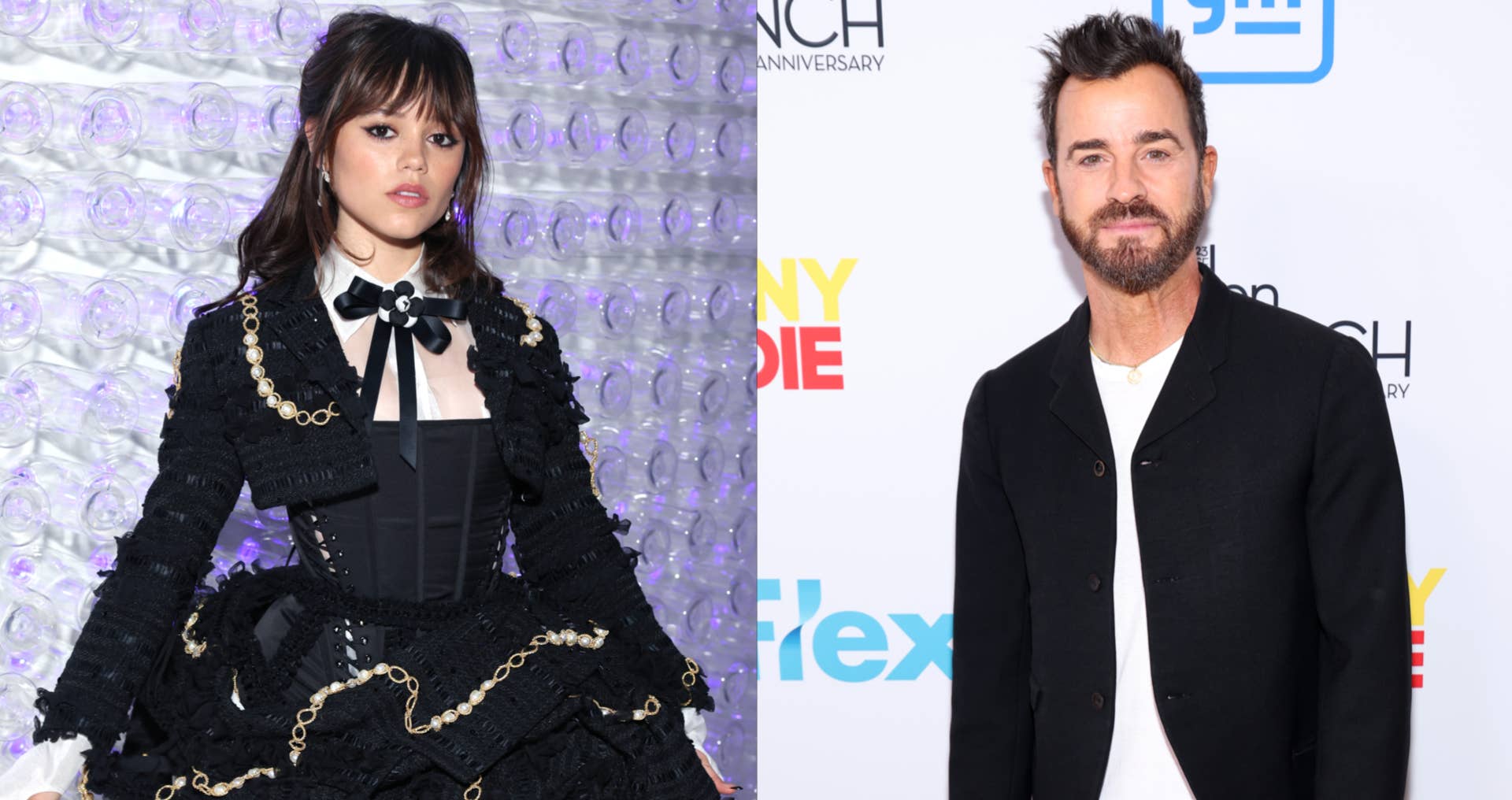 Jenna Ortega and Justin Theroux image split