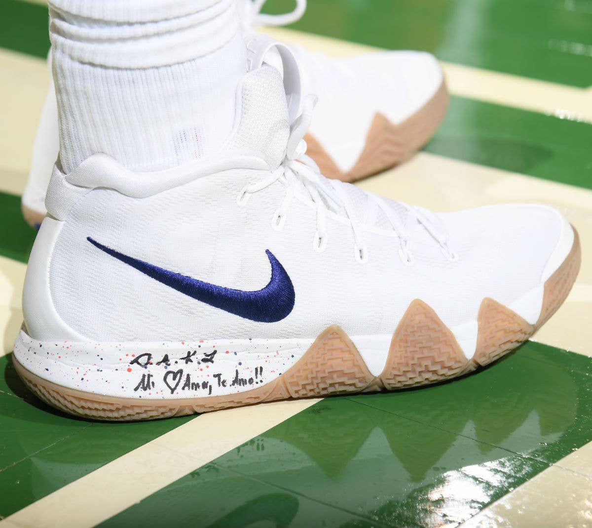 Nike Kyrie 4 White Gum On Foot