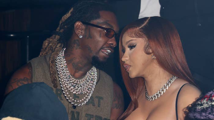 Offset and Cardi B are seen at E11EVEN Miami