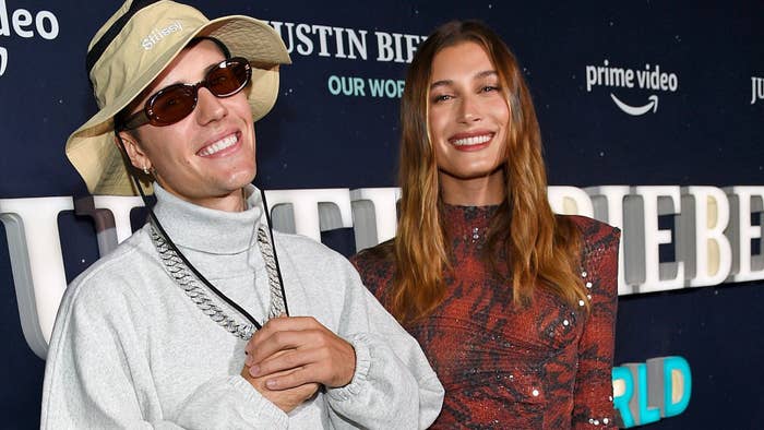 Justin Bieber and Hailey Bieber attend the &#x27;Justin Bieber: Our World&#x27; event