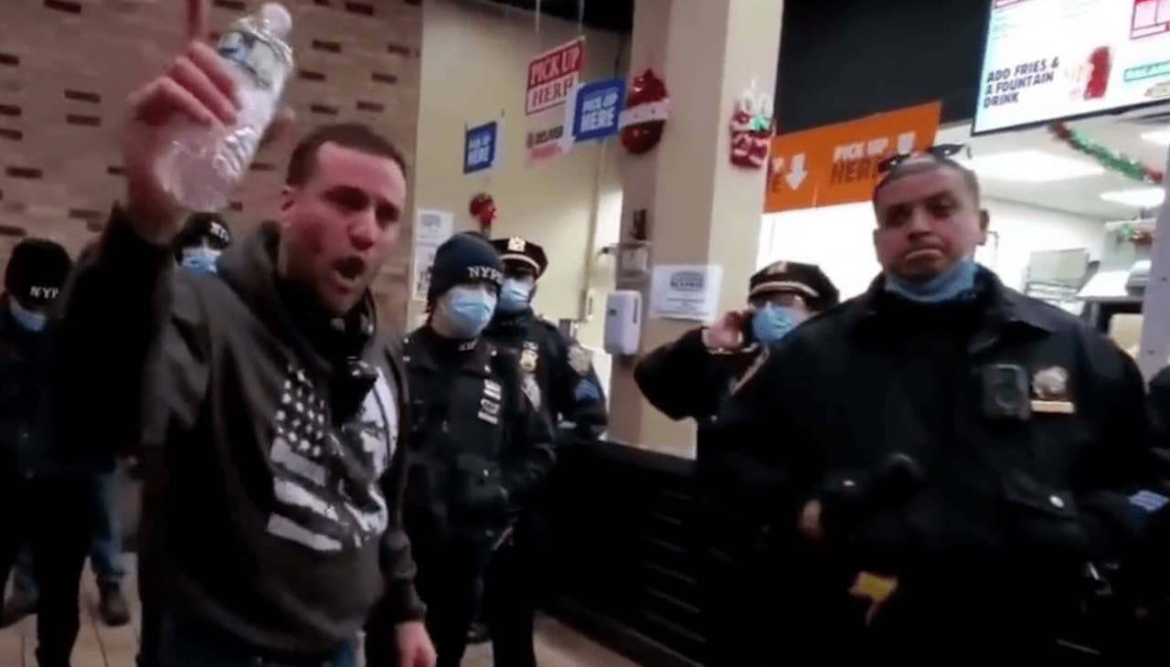 Anti-vax protestors storm Burger King in Downtown Brooklyn and refuse to leave