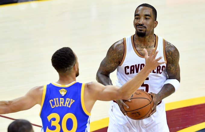 J.R. Smith plays in Game 3 of the 2017 NBA Finals.