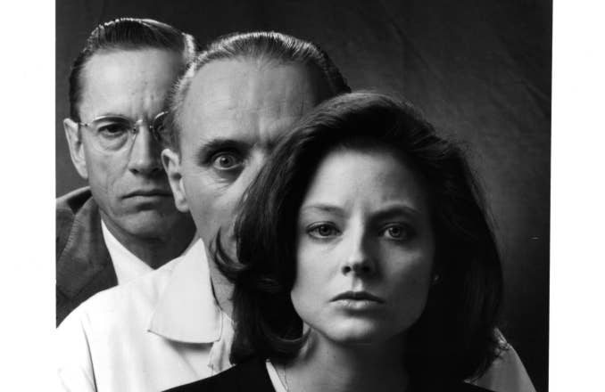 Scott Glenn, Anthony Hopkins and actress Jodie Foster pose for the movie The Silence of the Lambs