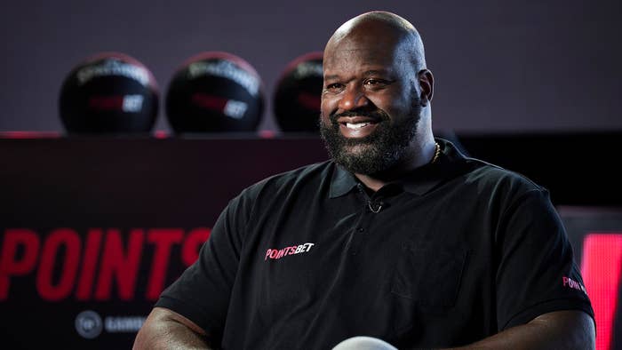 Shaquille O&#x27;Neal is interviewed during the PointsBet Built Differently Media Event