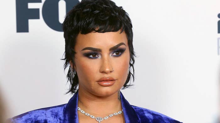 Demi Lovato poses at the 2021 iHeartRadio Music Awards