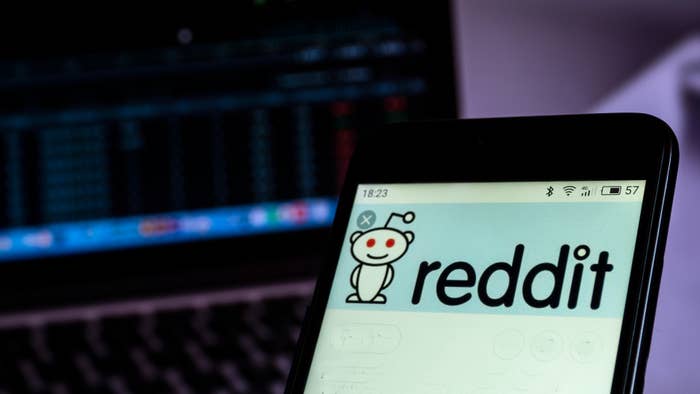 In this photo illustration, the Reddit social networking website seen displayed on a smartphone.