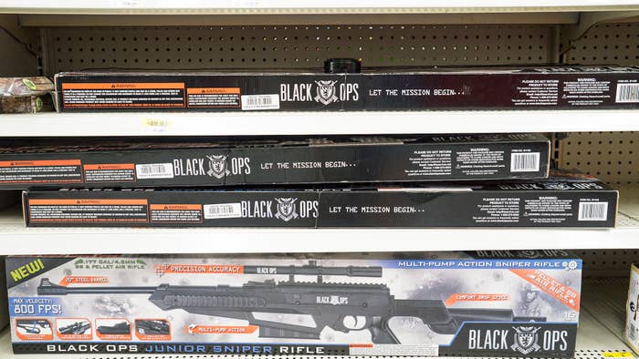 Walmart in Fort Worth selling a variety of rifles BB&#x27;s, and ammunition