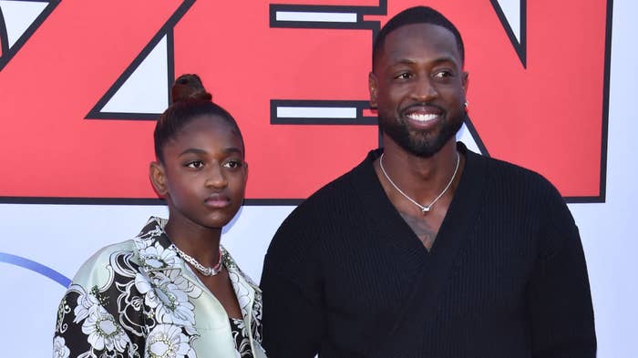 Dwayne Wade and his daughter Zaya Wade arrive for the &quot;Cheaper by the Dozen&quot; Disney premiere.