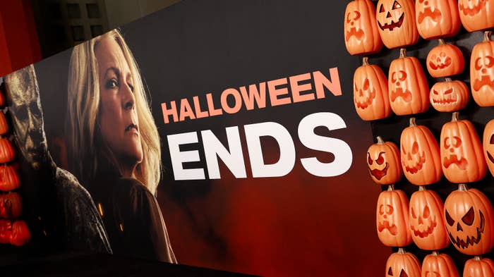 A general view shows the carpet for the premiere of &#x27;Halloween Ends.&#x27;
