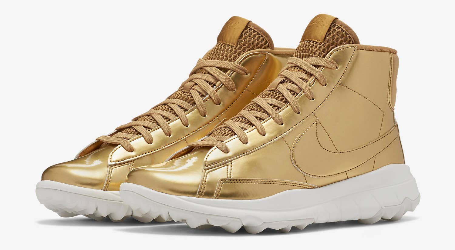 Gold Nike Blazer Golf Shoe Pair