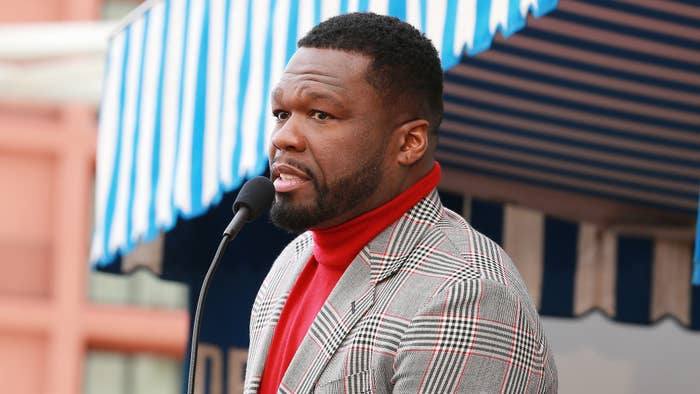 Curtis &quot;50 Cent&quot; Jackson speaks during a ceremony honoring him with a star