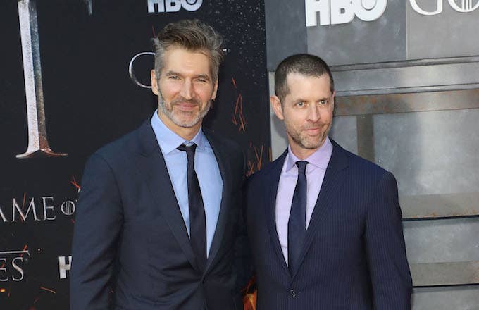 David Benioff and D.B. Weiss attend the Season 8 premiere of &quot;Game of Thrones.&quot;