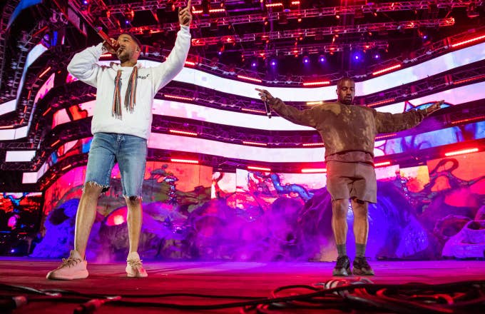 Kid Cudi and Kanye West perform during 2019 Coachella Valley Music And Arts Festival