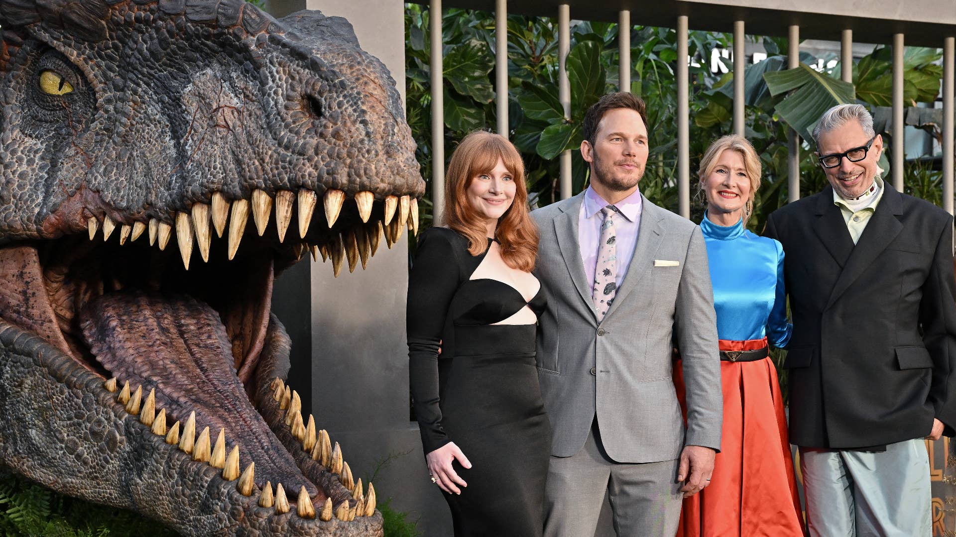 Bryce Dallas Howard, Chris Pratt, Laura Dern, and Jeff Goldblum attend 'Jurassic World Dominion' premiere.