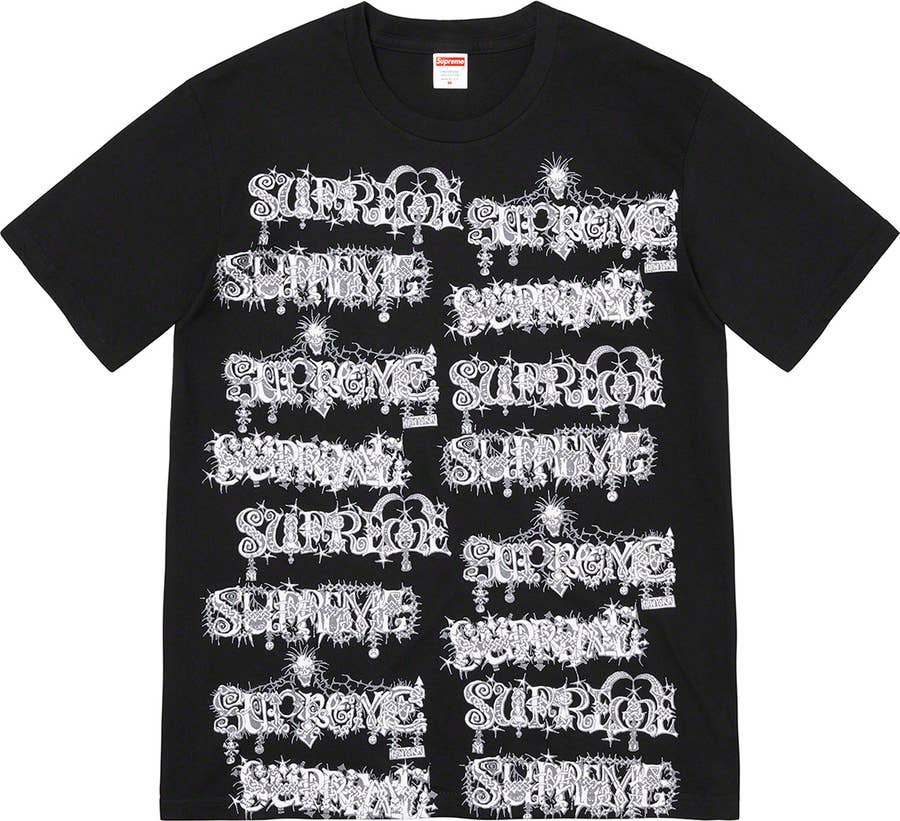 Supreme Black Layer Hands Print Embroidered T-shirt