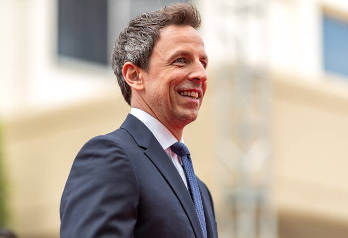 Seth Meyers, host of the 75th Annual Golden Globes Awards poses for photos