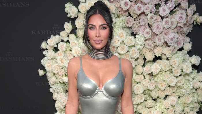 Kim Kardashian is pictured at a red carpet event