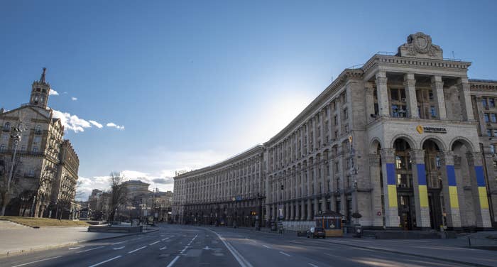 Streets remain empty during curfew in Kyiv, Ukraine