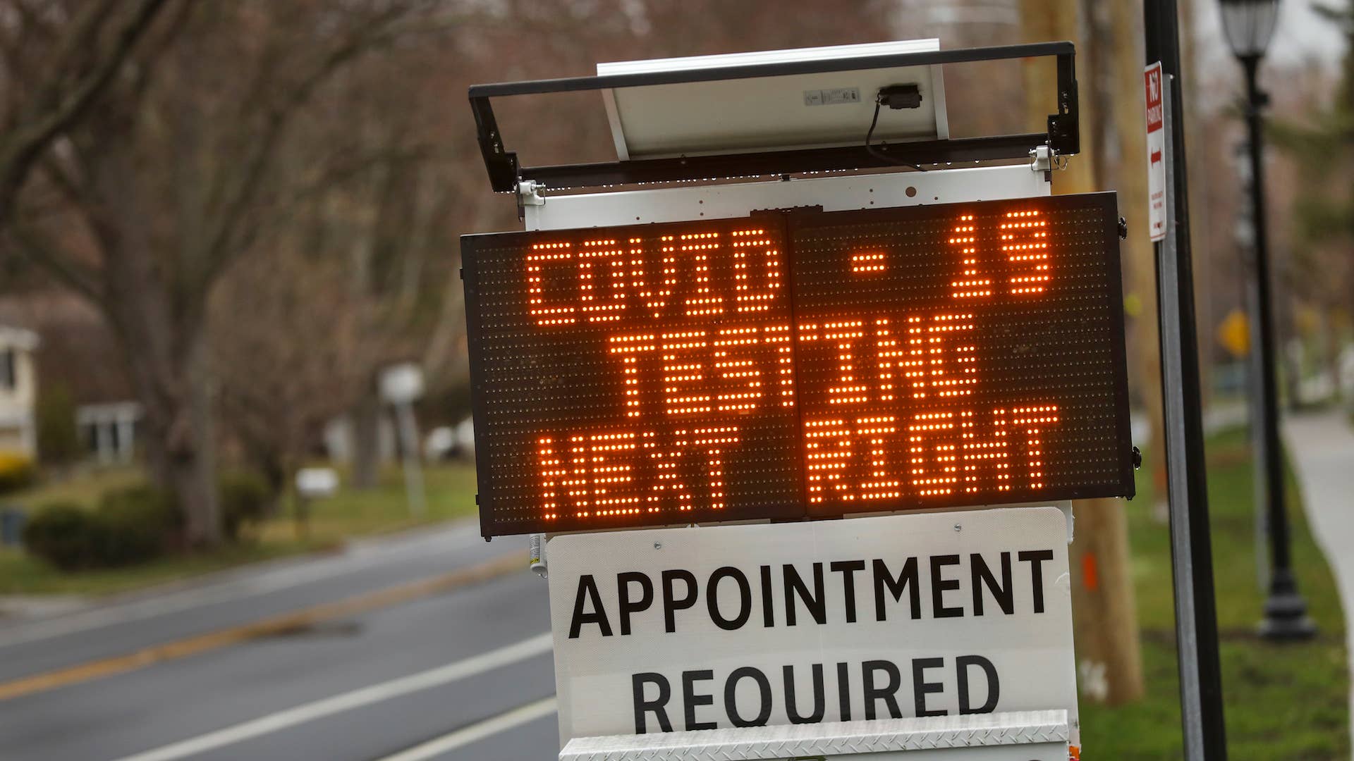 A digital sign on Stony Brook Road in Stony Brook, New York.