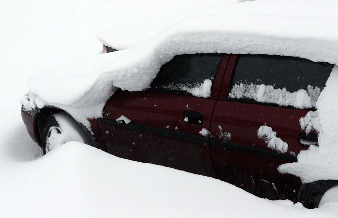 Cars buried in snow in Naas, Co Kildare.