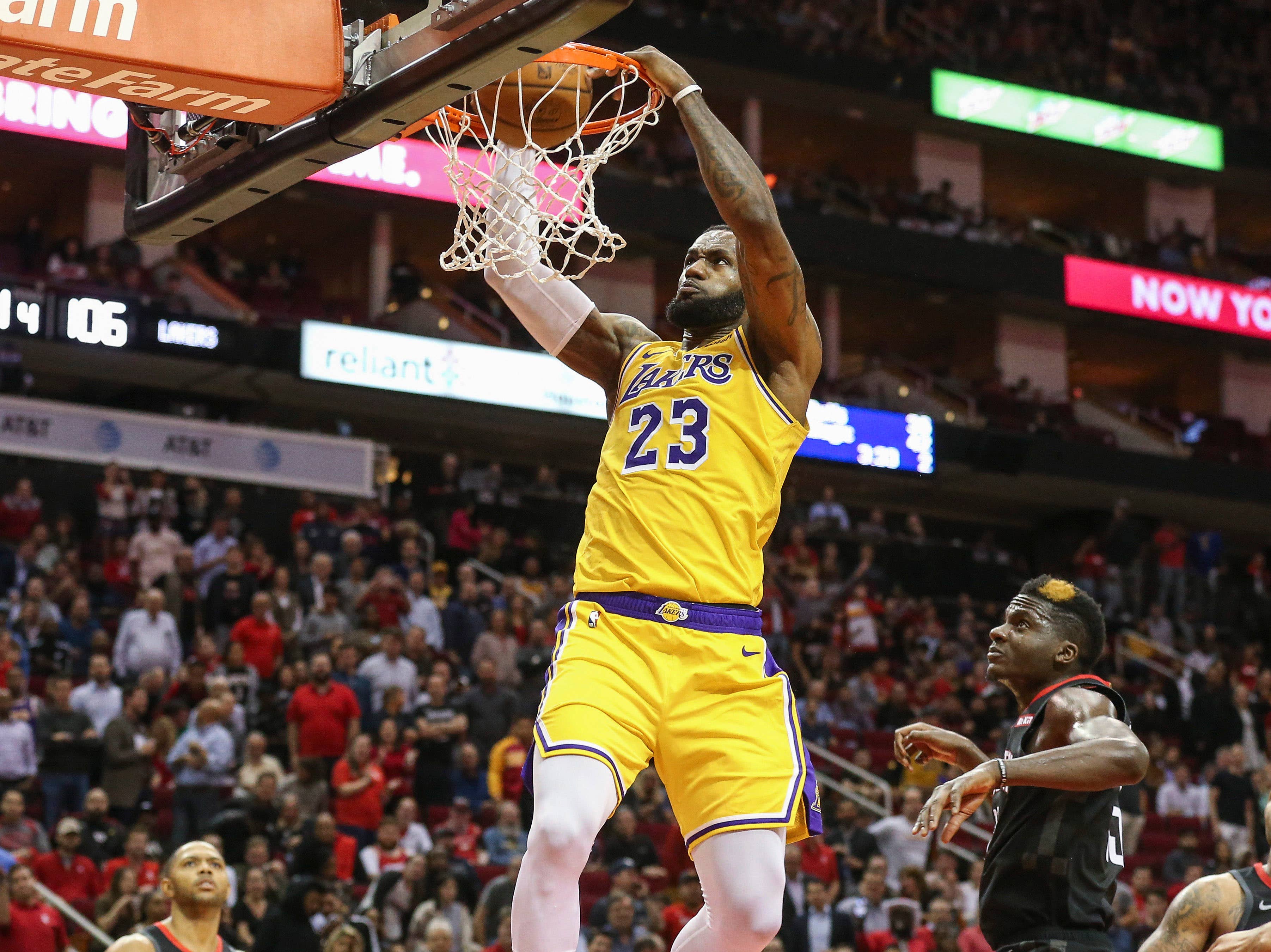 LeBron James Dunk Lakers Rockets Dec 2018