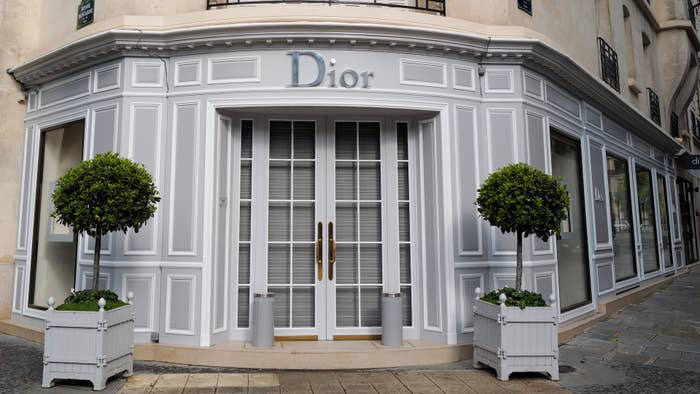 A view of the &quot;Dior&quot; store Avenue Montaigne on April 30, 2020 in Paris, France.