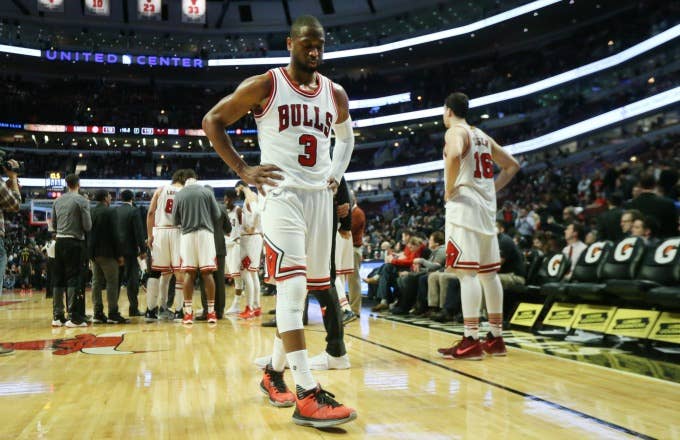 Dwyane Wade walks off the court following a loss to the Hawks.
