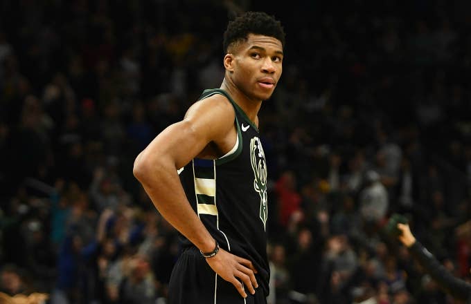 Giannis Antetokounmpo #34 of the Milwaukee Bucks