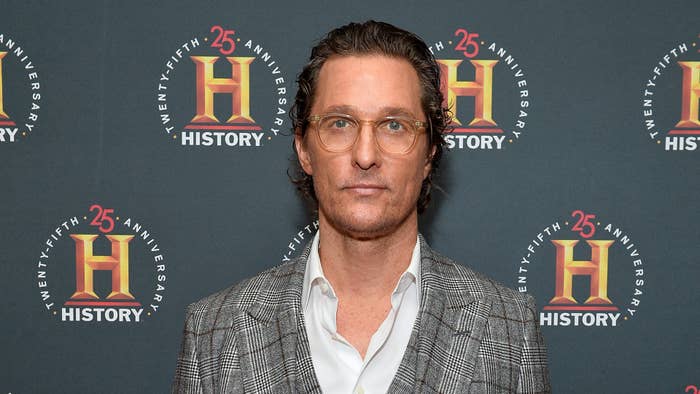 Matthew McConaughey poses for photos at HISTORYTalks Leadership &amp; Legacy event.