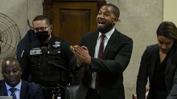 Actor Jussie Smollett speaks to Judge James Linn after his sentence.