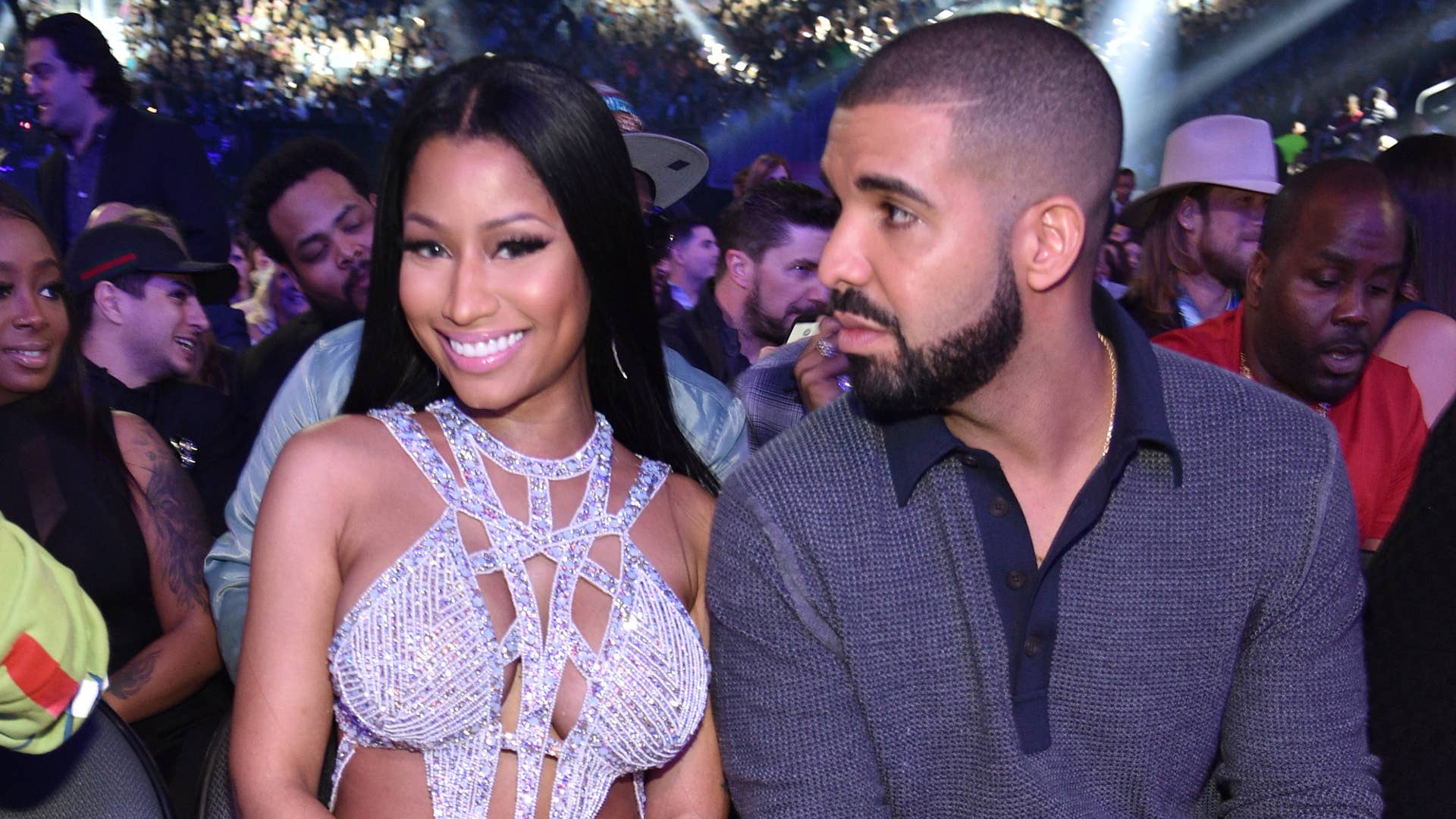 Nicki Minaj and Drake are pictured at an event