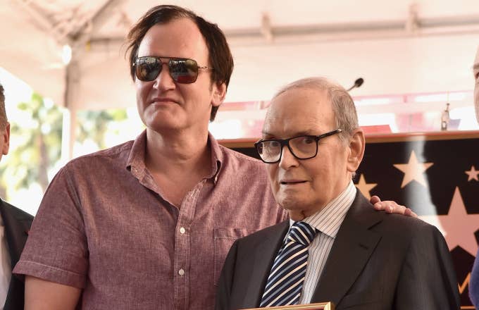 Director Quentin Tarantino and composer Ennio Morricone attend a ceremony honoring Ennio Morricone