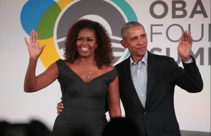 Former U.S. President Barack Obama and his wife Michelle