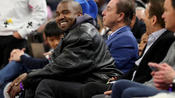 Kanye West at an NBA game in March