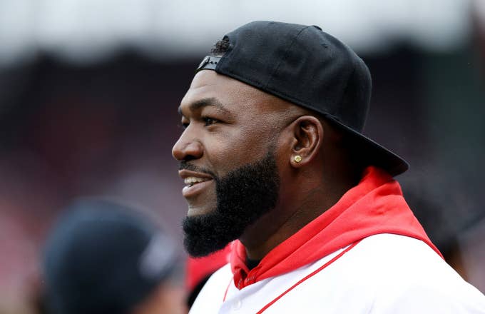 David Ortiz looks on before the Red Sox home opening game