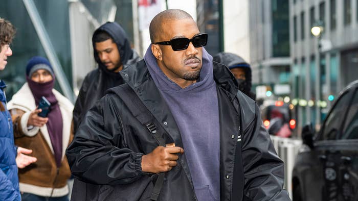Kanye West seen on the streets of New York City in January 2022.