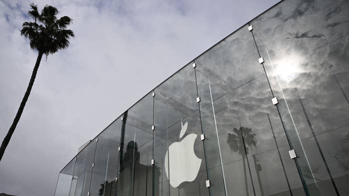 apple logo on building front