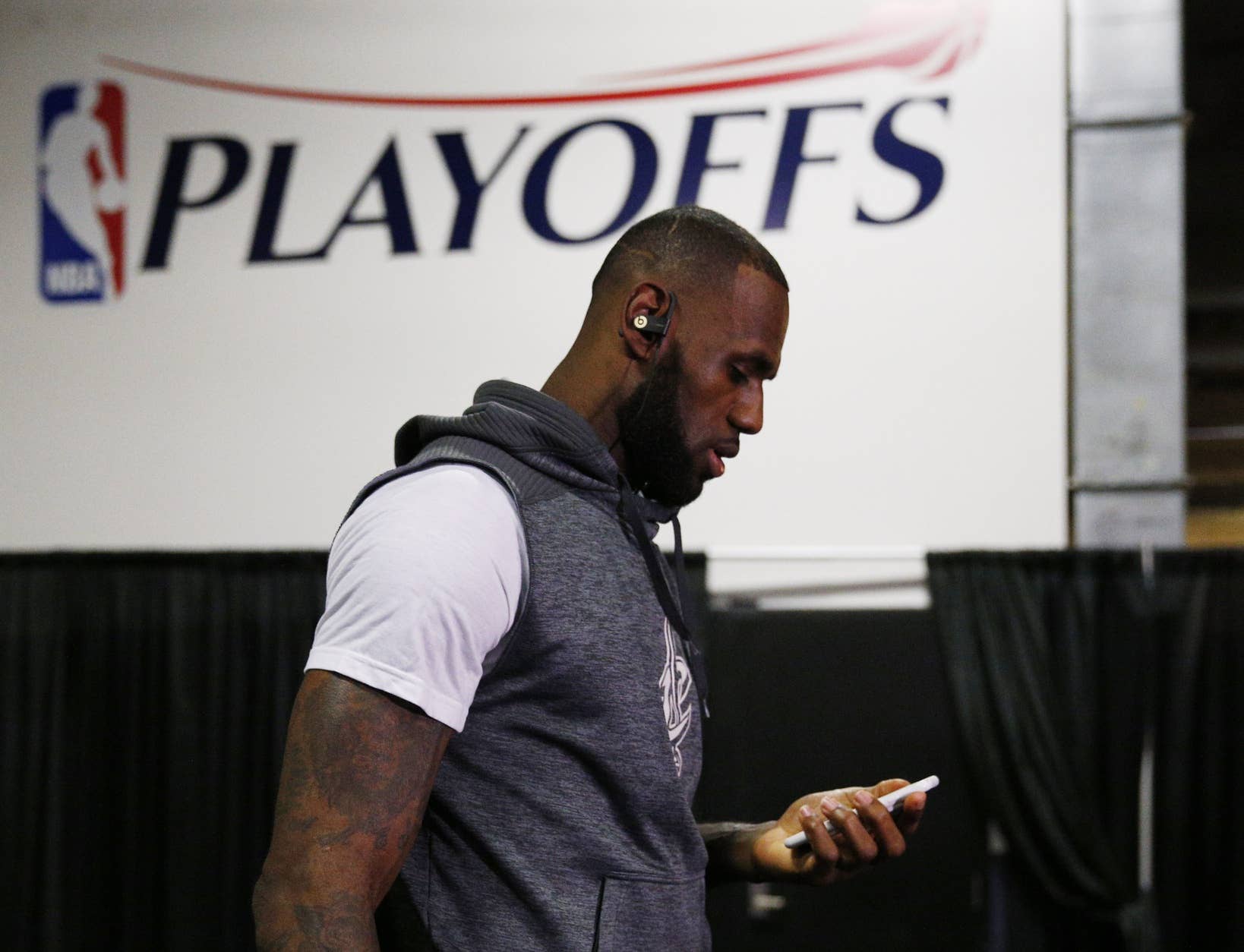 LeBron James on  cell phone