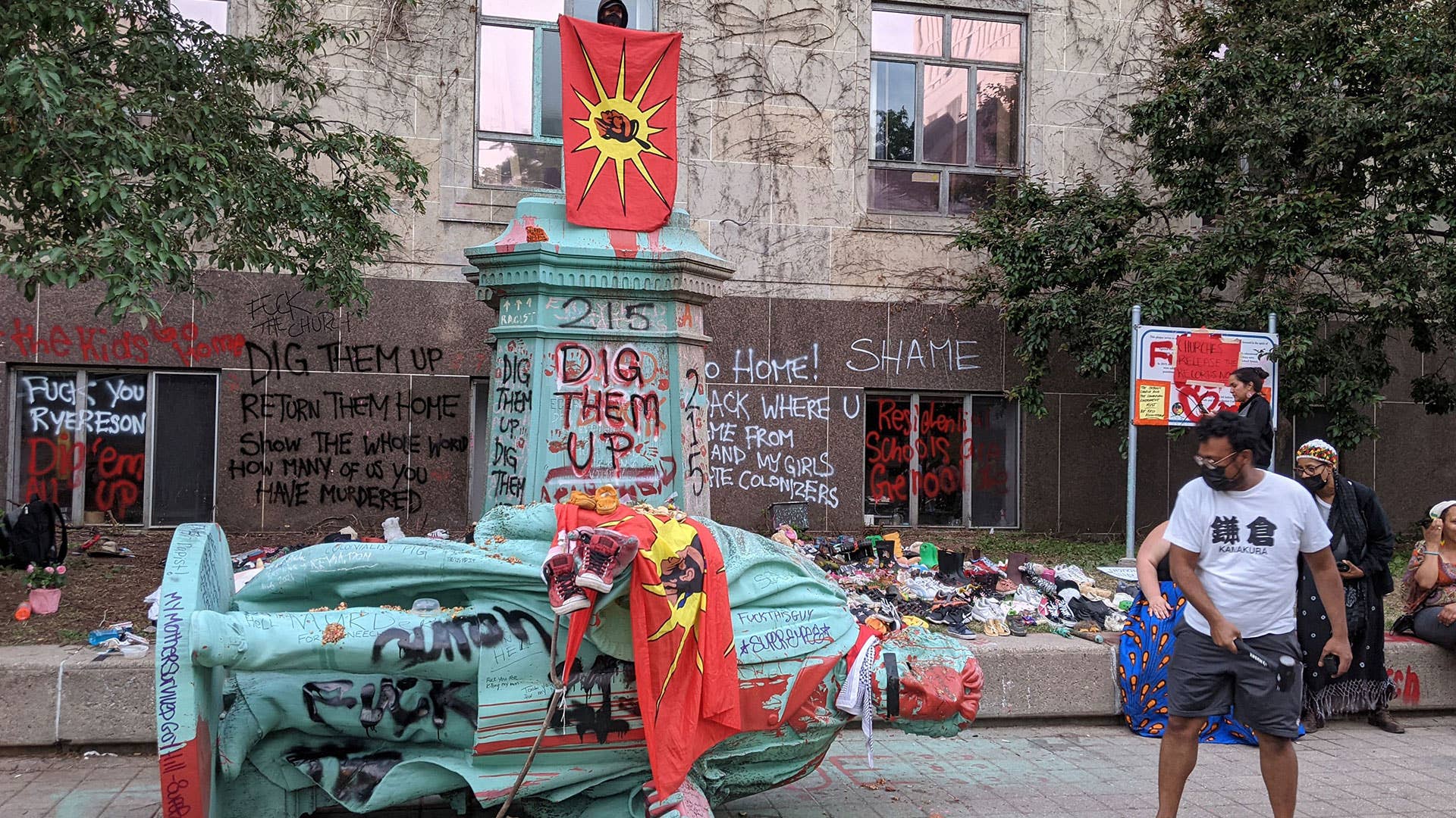 Ryerson University statue toppled amid residential school protests
