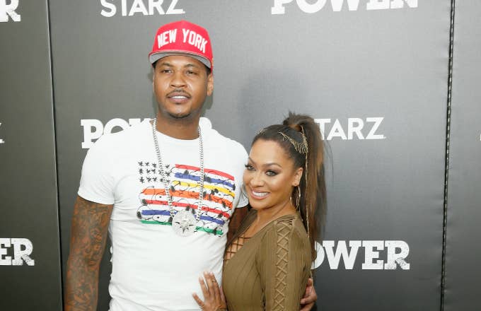 Basketball player Carmelo Anthony (L) and Actress La La Anthony