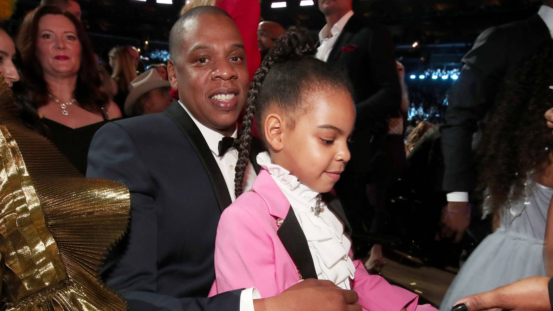 Jay Z and Blue Ivy at the 59th Grammys