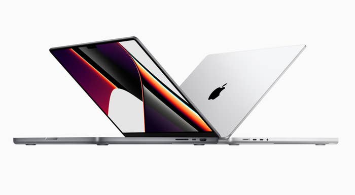A new MacBook Pro is shown.