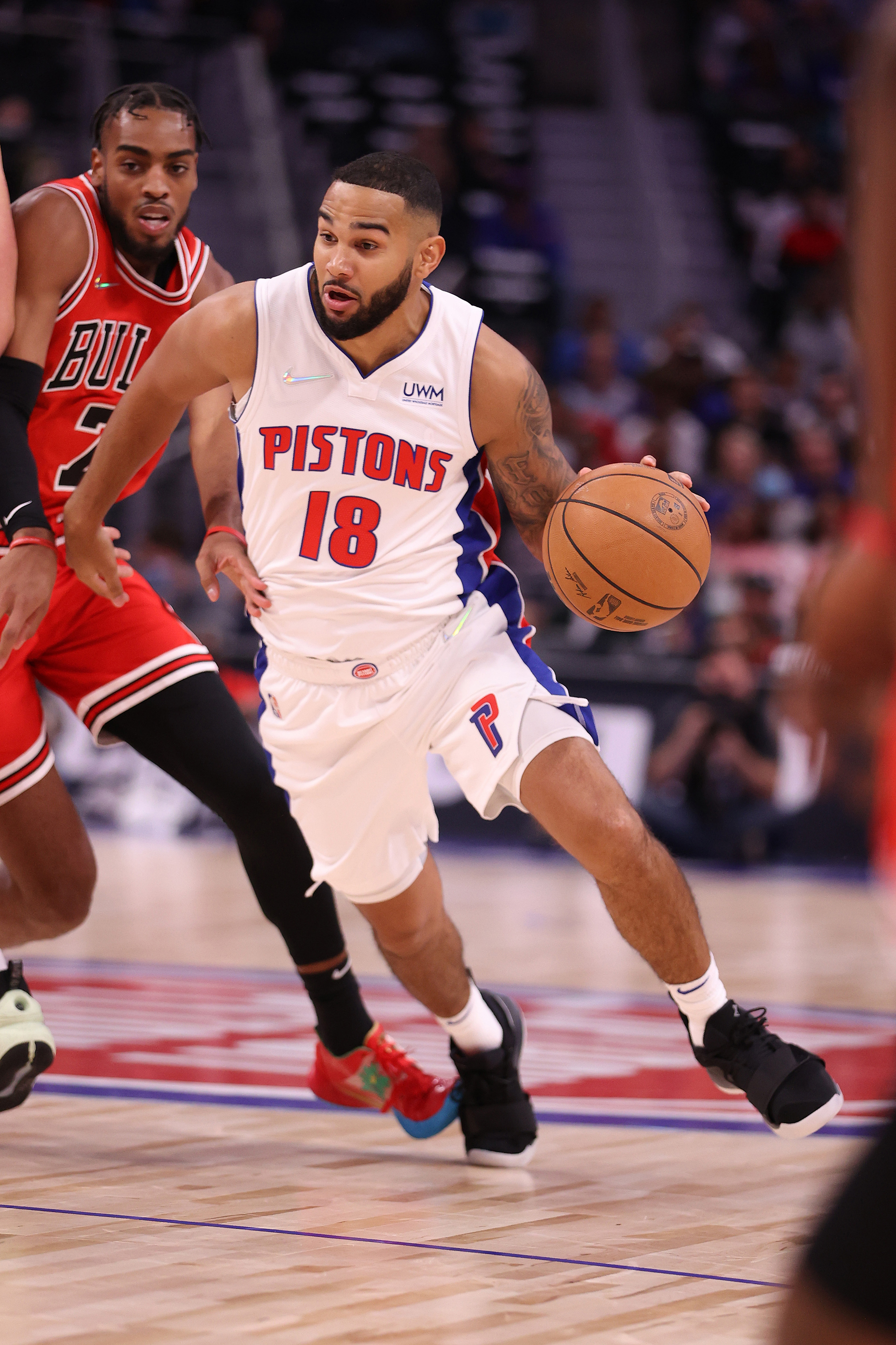 Cory Joseph on the court for the Detroit Pistons.