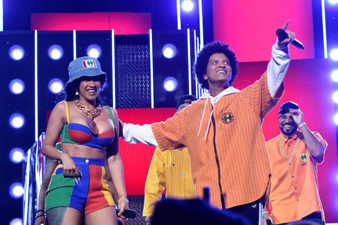 This is a picture of Bruno Mars and Cardi B.
