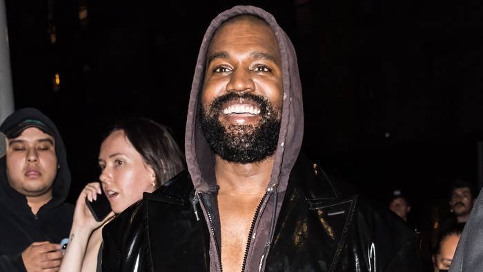 Ye is seen smiling while out and about in the city