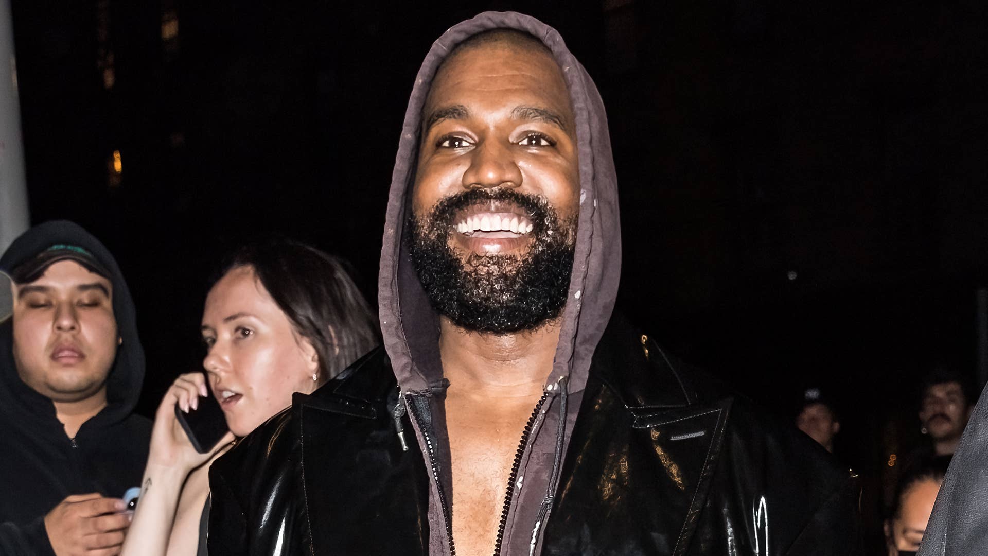 Ye is seen smiling while out and about in the city