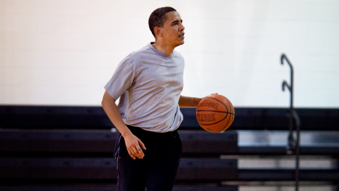 Barack Obama Playing Basketball in the Reebok DMX Flash at Fort McNair in 2009.