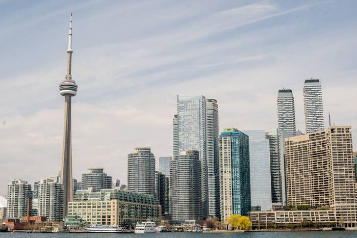 A view of the Skyline in downtown Toronto from Ward Island.