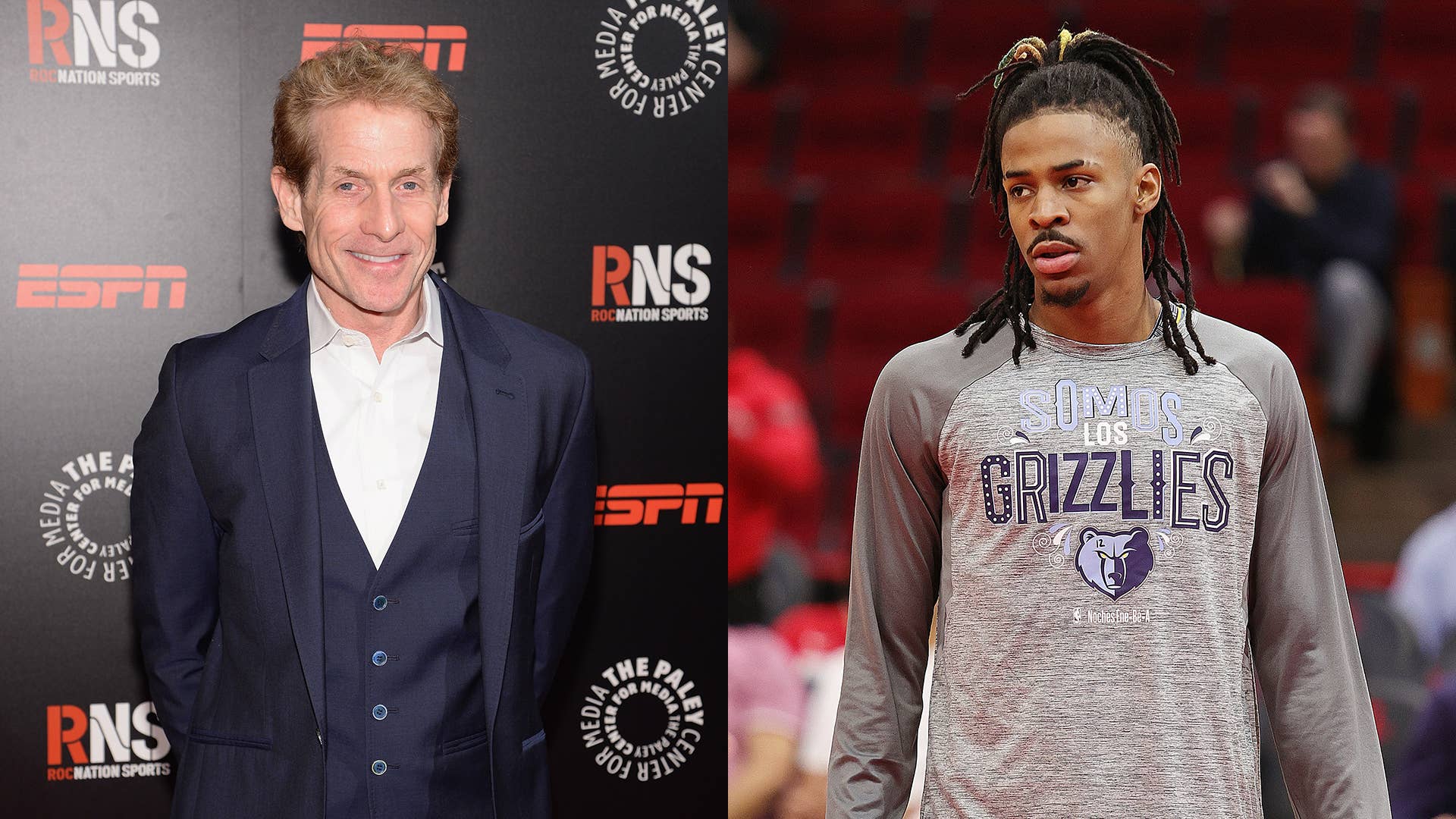 Skip Bayless and Ja Morant of the Memphis Grizzlies in a splice image